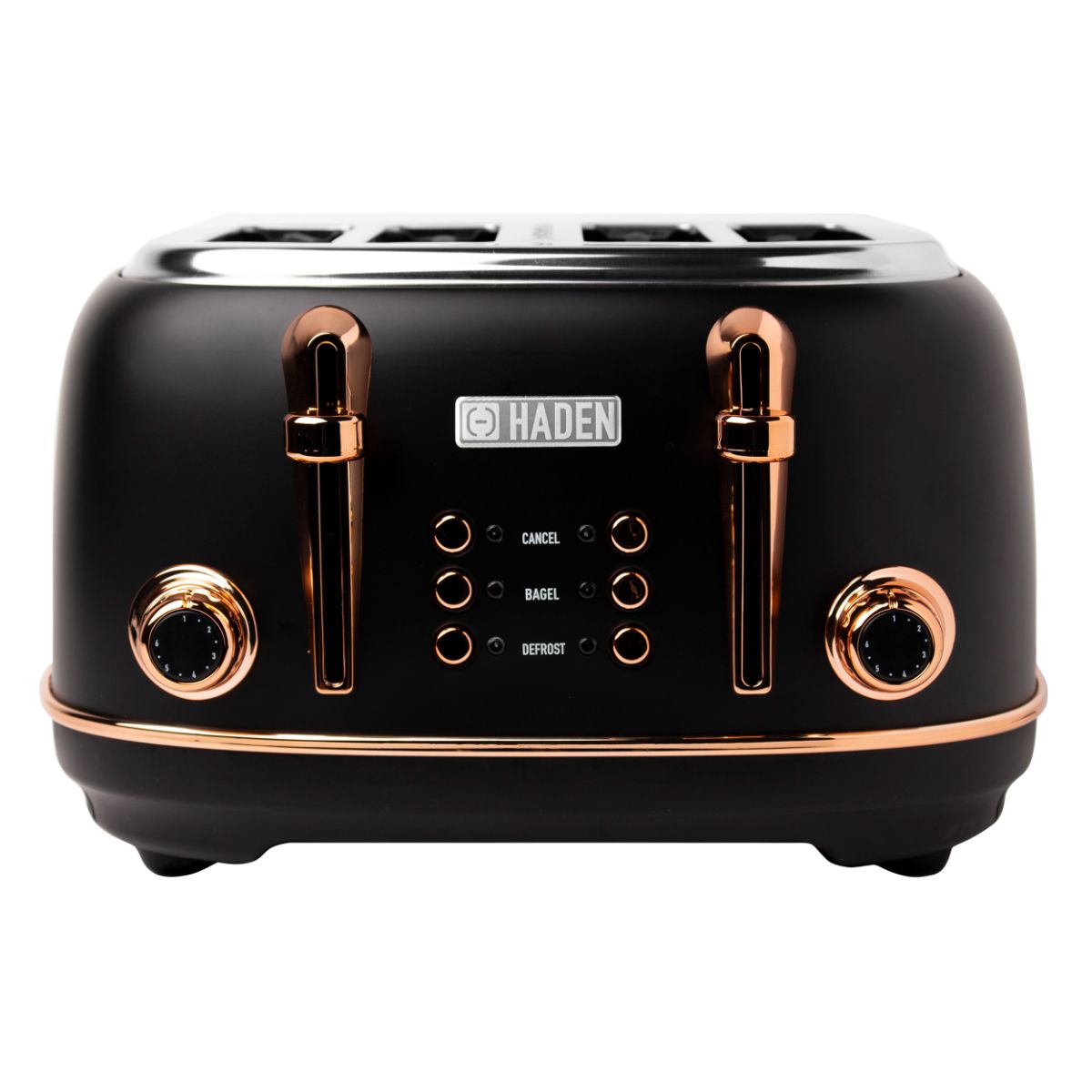 Haden Heritage 4-Slice Wide Slot Toaster - Black and Copper