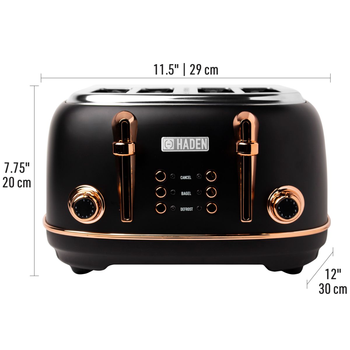 Haden Heritage 4-Slice Wide Slot Toaster - Black and Copper