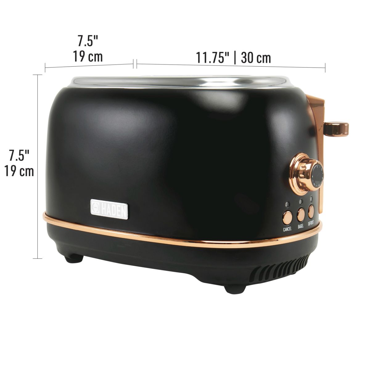 Haden Heritage 2-Slice Wide Slot Toaster - Black & Copper