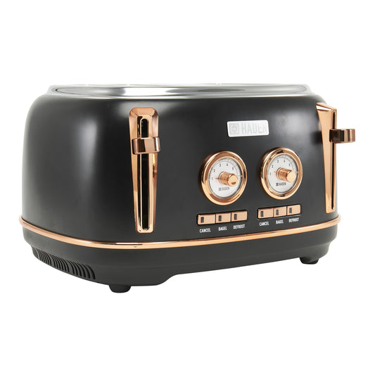 Haden Dorset 4-Slice Wide Slot Toaster - Black & Copper