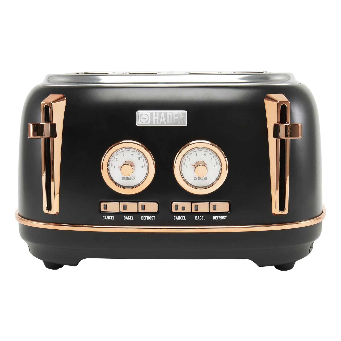 Haden Dorset 4-Slice Wide Slot Toaster - Black & Copper