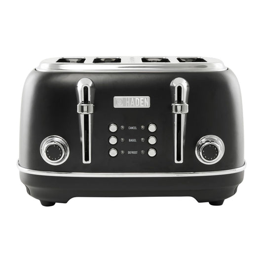 Haden Heritage 4-Slice Wide Slot Toaster - Black & Chrome