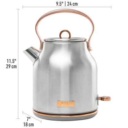 Haden Heritage 1.7L Electric Kettle - Steel & Copper