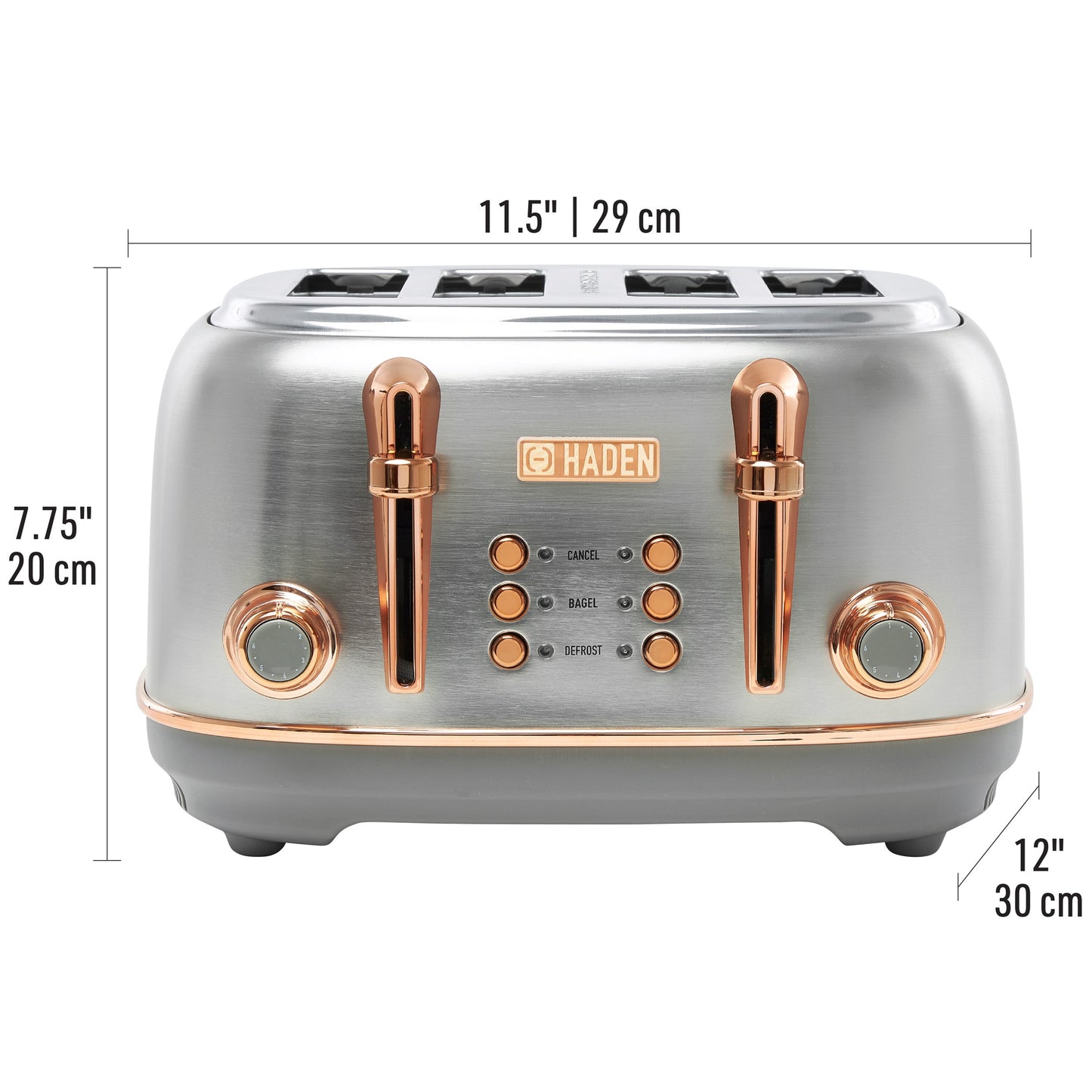 Haden Heritage 4-Slice Wide Slot Toaster - Steel & Copper