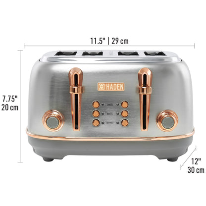 Haden Heritage 4-Slice Wide Slot Toaster - Steel & Copper