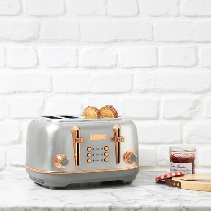 Haden Heritage 4-Slice Wide Slot Toaster - Steel & Copper