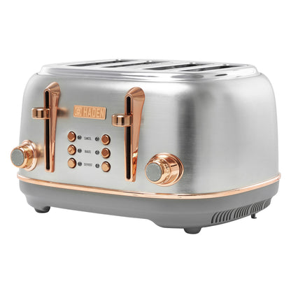 Haden Heritage 4-Slice Wide Slot Toaster - Steel & Copper