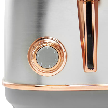 Haden Heritage 4-Slice Wide Slot Toaster - Steel & Copper