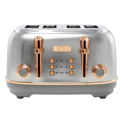 Haden Heritage 4-Slice Wide Slot Toaster - Steel & Copper