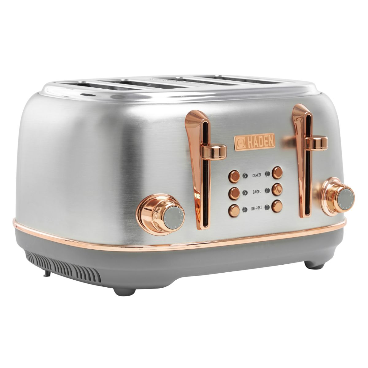 Haden Heritage 4-Slice Wide Slot Toaster - Steel & Copper