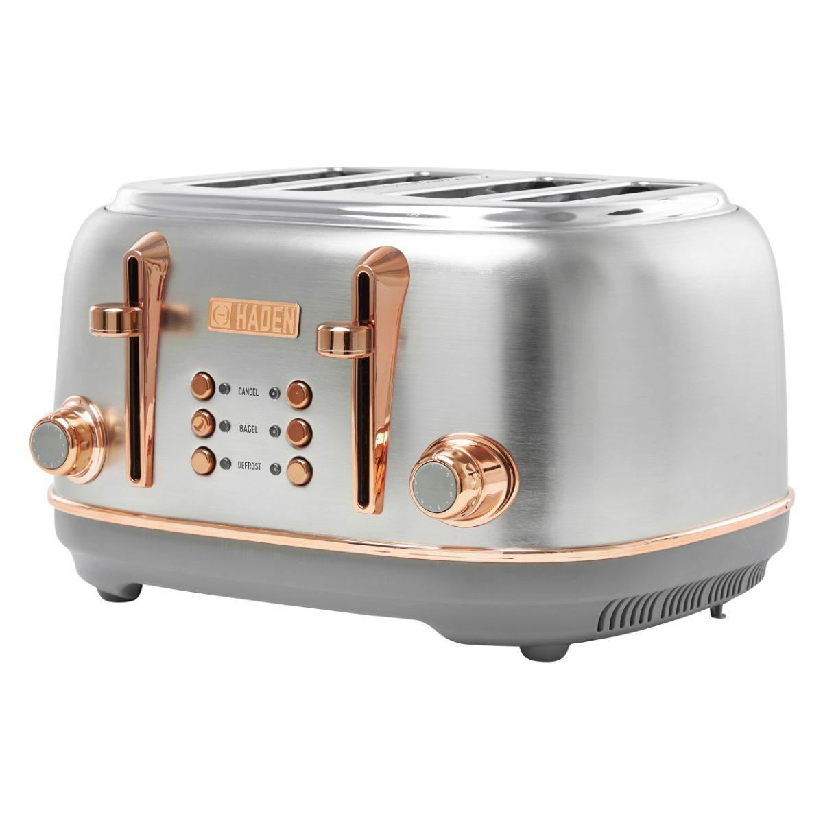 Haden Heritage 4-Slice Wide Slot Toaster - Steel & Copper