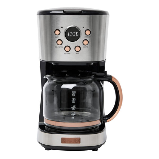 Haden 12-Cup Programmable Coffee Maker - Steel & Copper