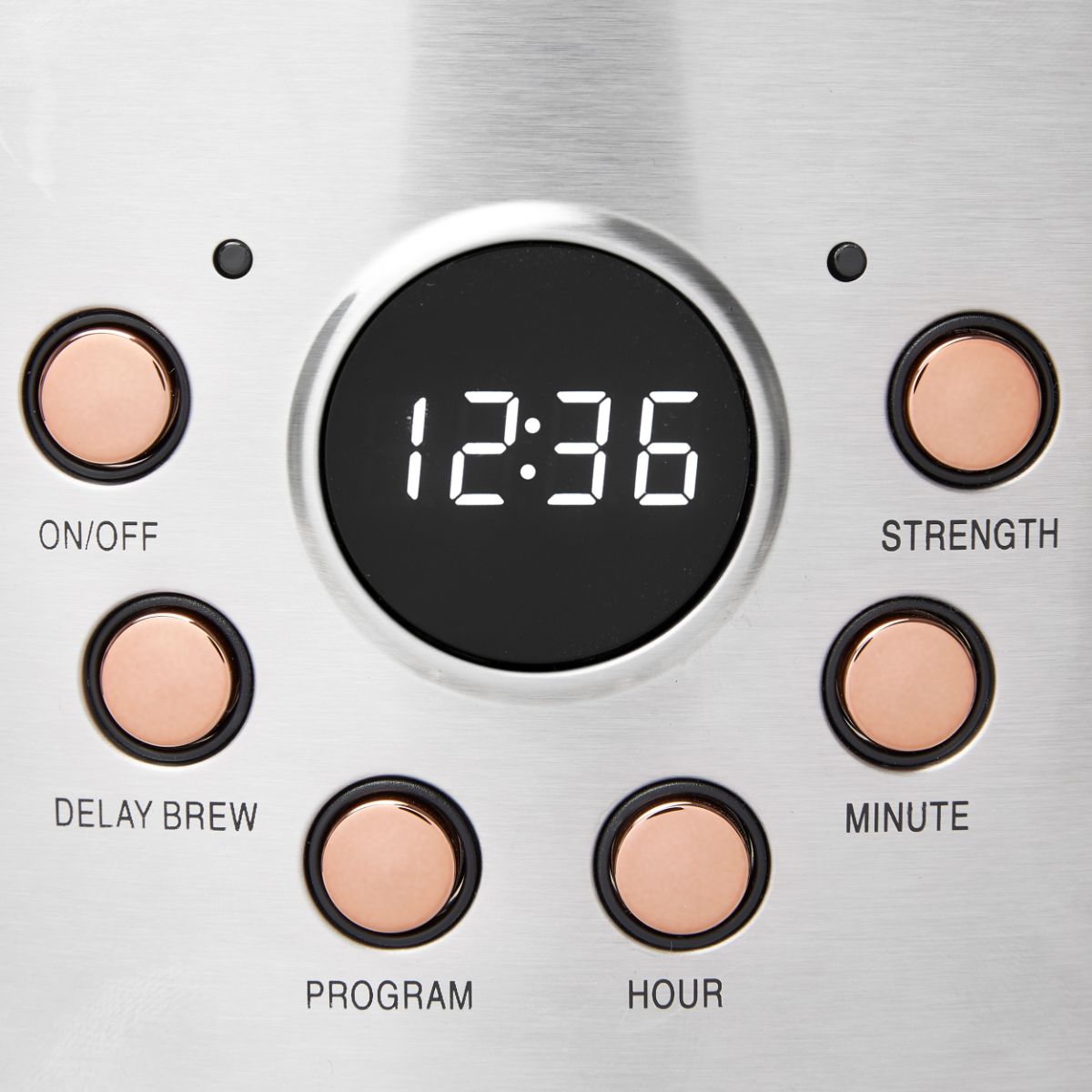 Haden 12-Cup Programmable Coffee Maker - Steel & Copper