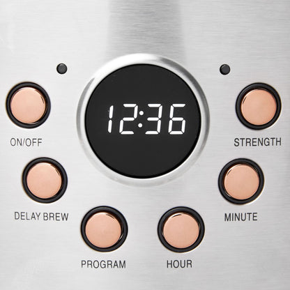 Haden 12-Cup Programmable Coffee Maker - Steel & Copper