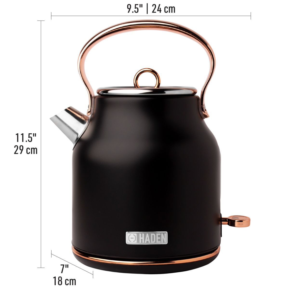 Haden Heritage Kettle 1.7L - Black and Copper - EF