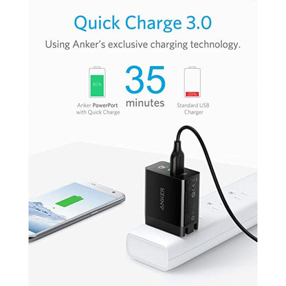 Anker PowerPort+ with Quick Charger 1 Port USB-A Black - EF