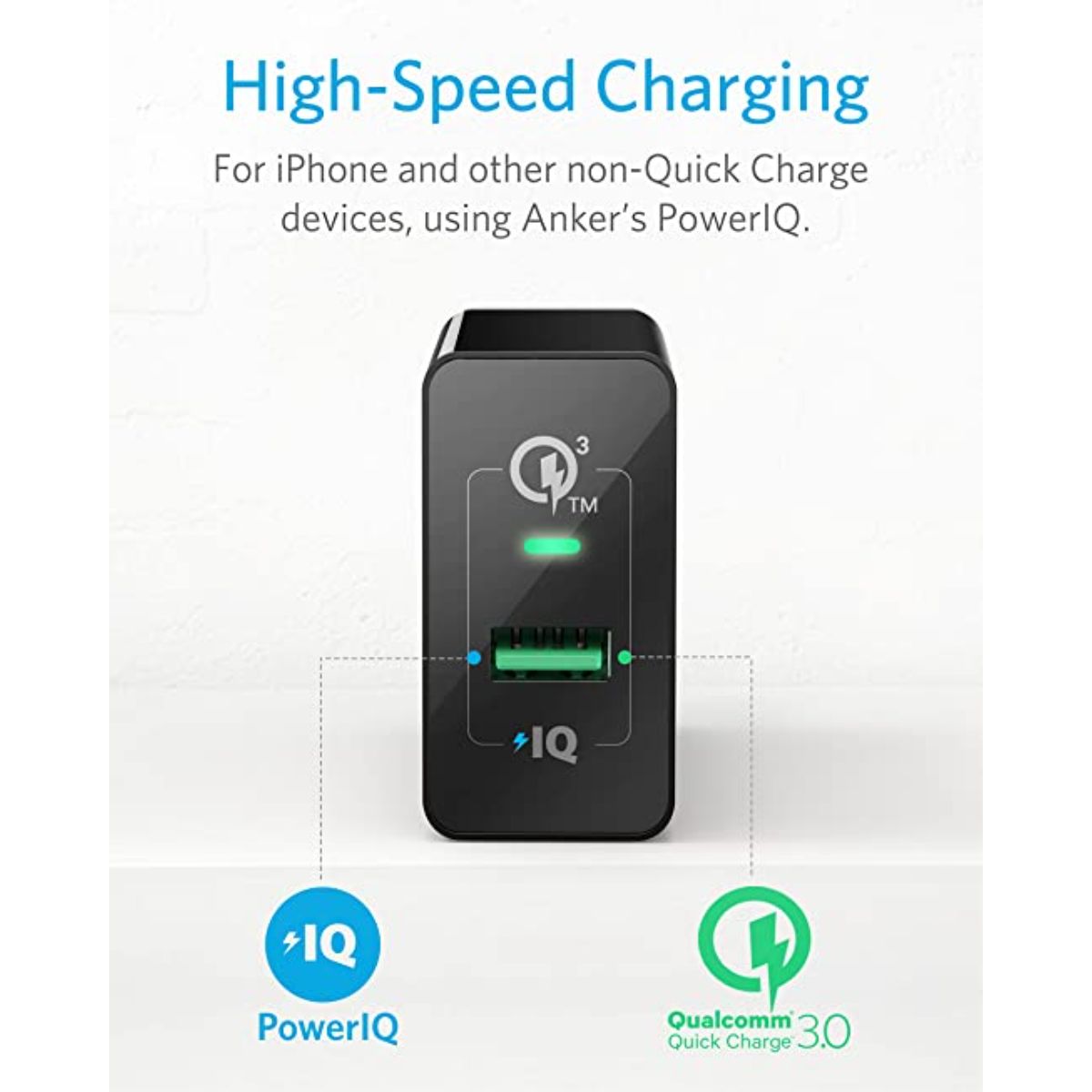 Anker PowerPort+ with Quick Charger 1 Port USB-A Black - EF