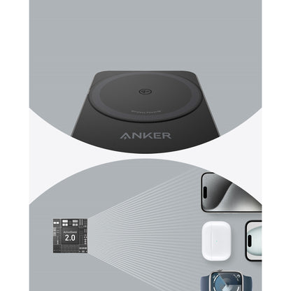 Anker MagGo Wireless Charging Station 15-watt Foldable 3-in-1 Cable and Charger Bundle - Black