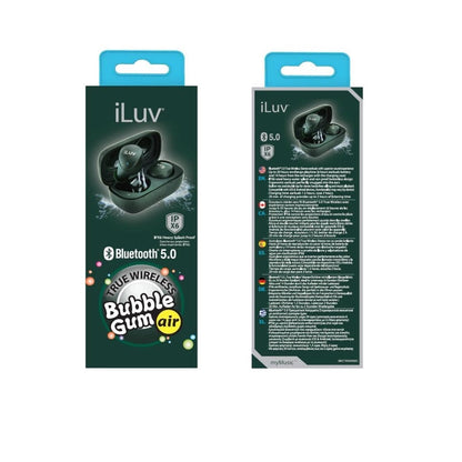 iLuv Bubble Gum Air True Wireless Bluetooth 5.0 In-Ear Earbuds with Charging Case - Midnight Green