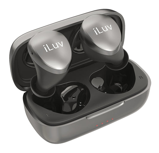 iLuv Bubble Gum Air True Wireless Bluetooth 5.0 In-Ear Earbuds with Charging Case - Space Grey