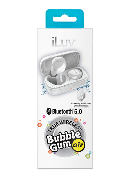 iLuv Bubble Gum Air True Wireless Bluetooth 5.0 In-Ear Earbuds with Charging Case - White