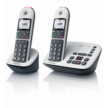 Motorola CD5 Series DECT 6.0 Digital Cordless Telephone with Answering Machine - Twin Pack - White