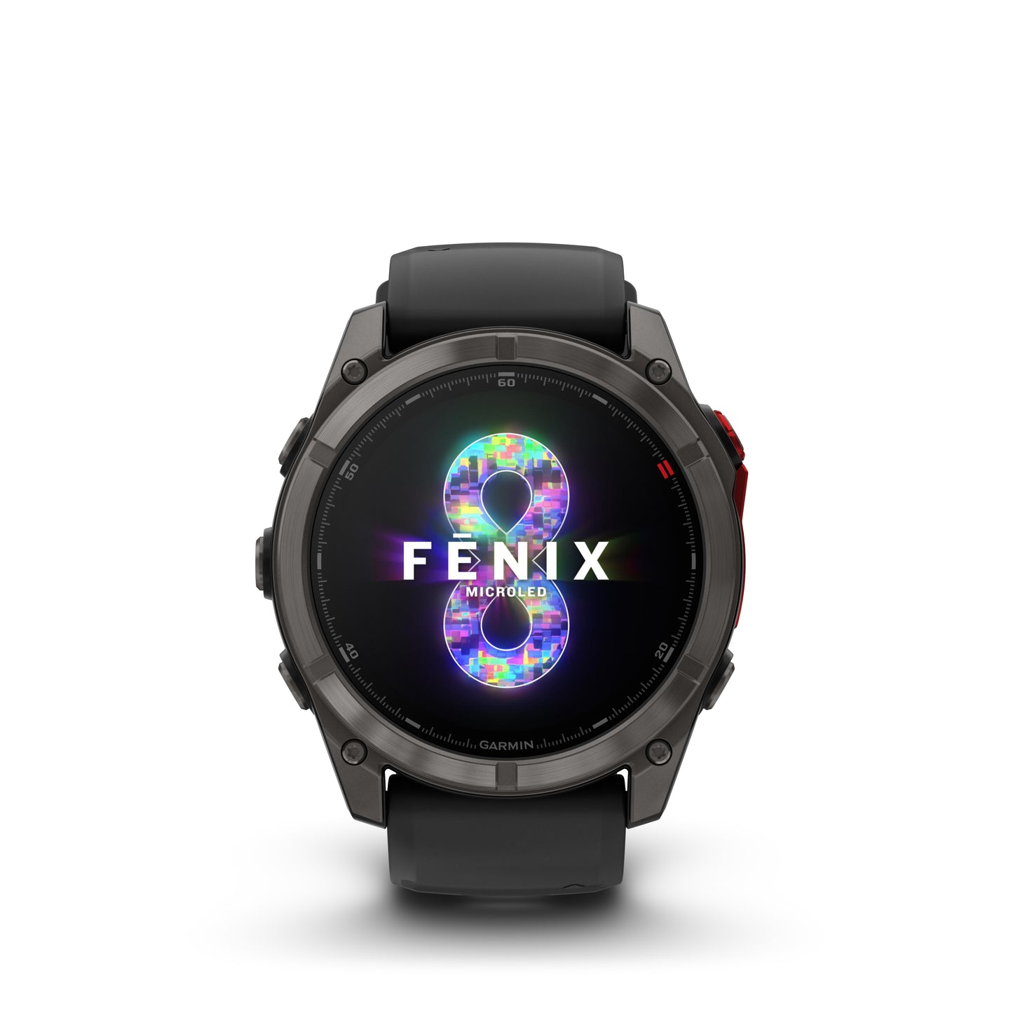 Garmin Fēnix® 8 Pro - 51 mm, MicroLED - 
Sapphire, Carbon Gray DLC Titanium with Black/Pebble Gray Silicone Band