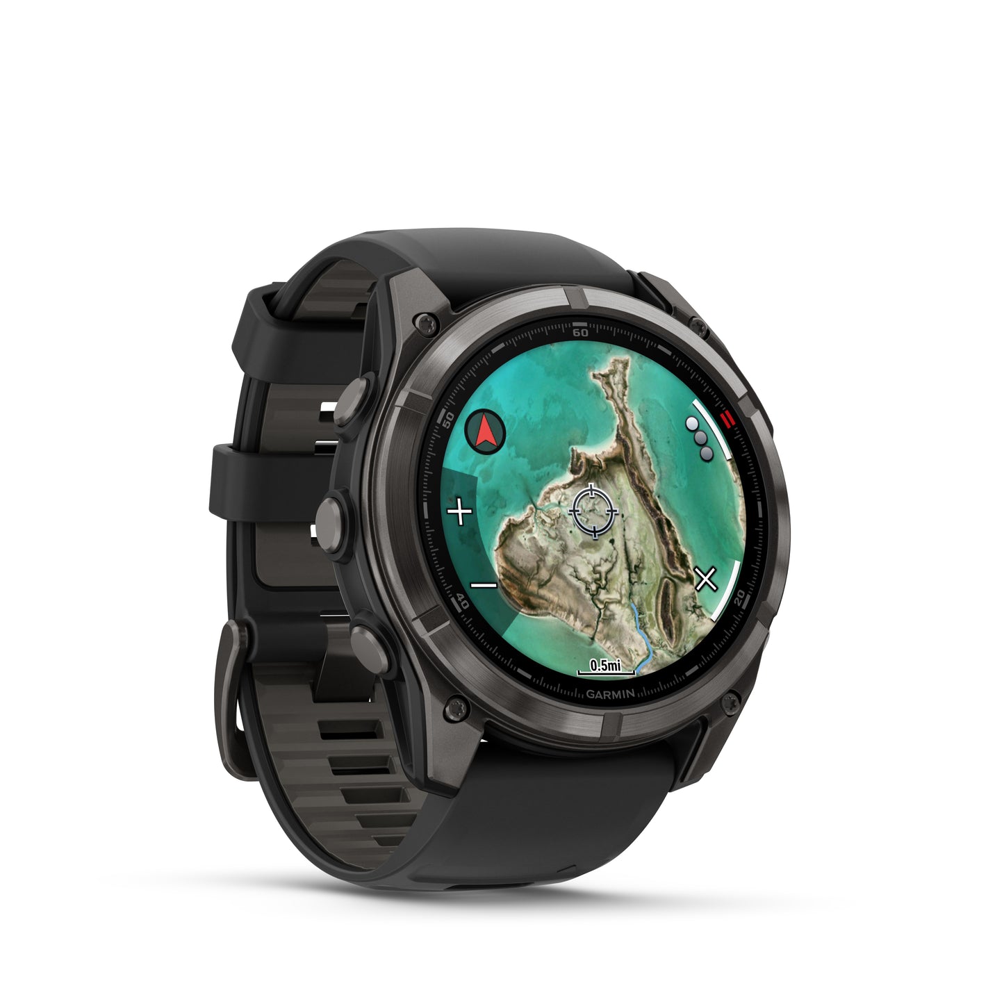 Garmin Fēnix® 8 Pro - 51 mm, MicroLED - 
Sapphire, Carbon Gray DLC Titanium with Black/Pebble Gray Silicone Band