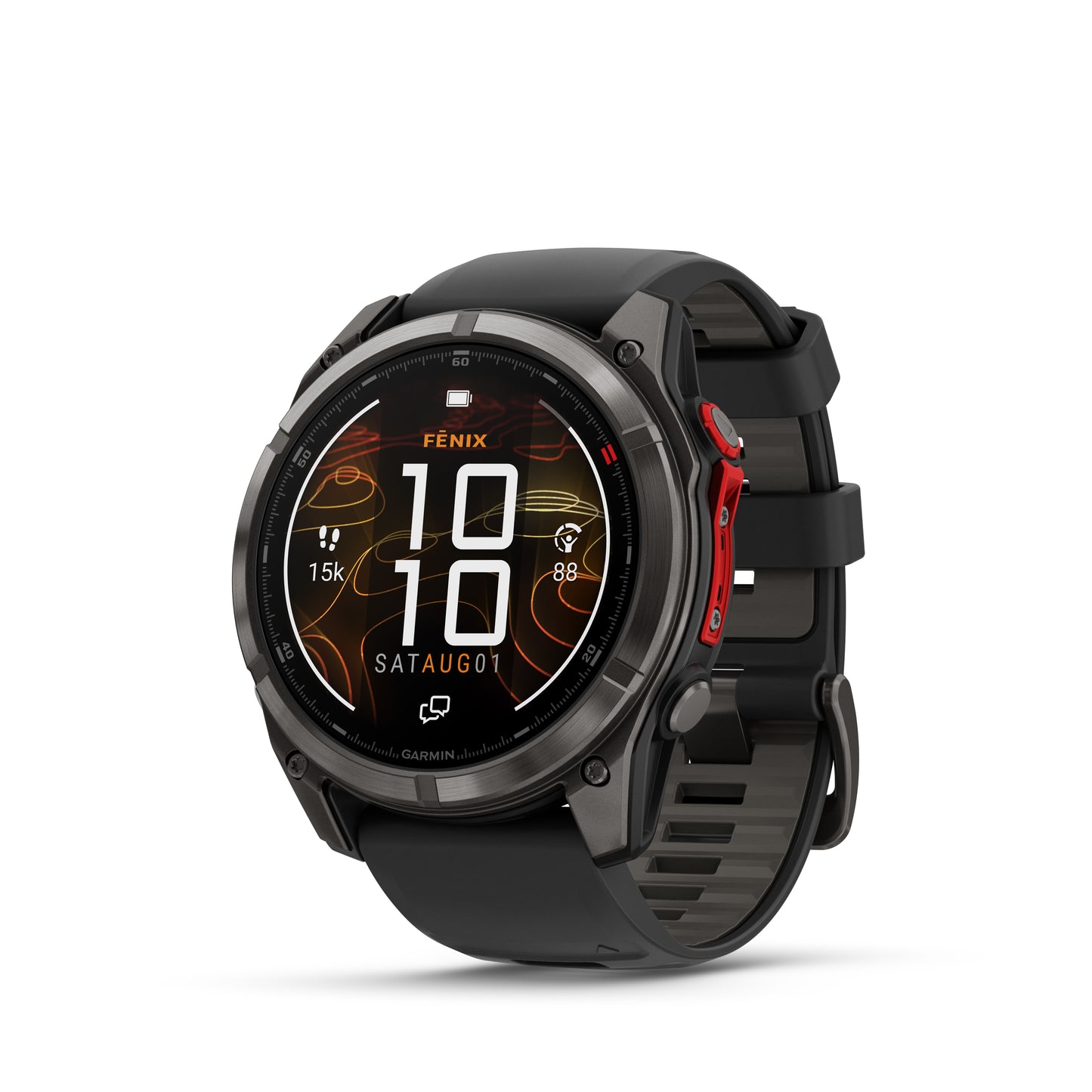 Garmin Fēnix® 8 Pro - 51 mm, MicroLED - 
Sapphire, Carbon Gray DLC Titanium with Black/Pebble Gray Silicone Band