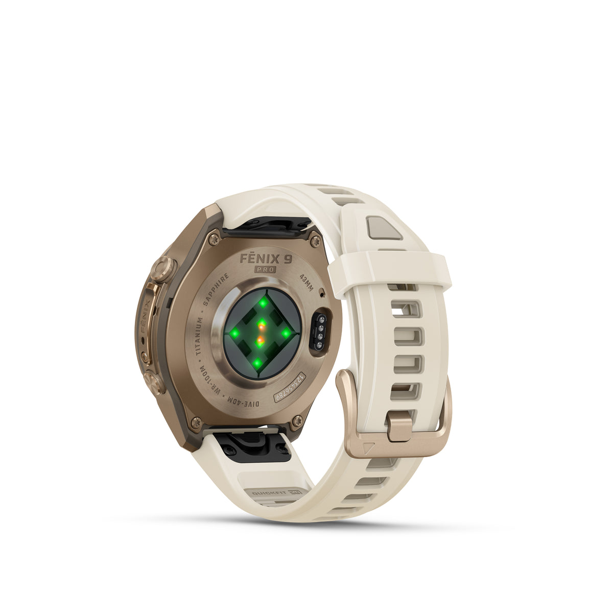 Garmin Fenix 9  Pro - 43 mm -  Autumn Gold Titanium with Cream/French Gray Silicone Band