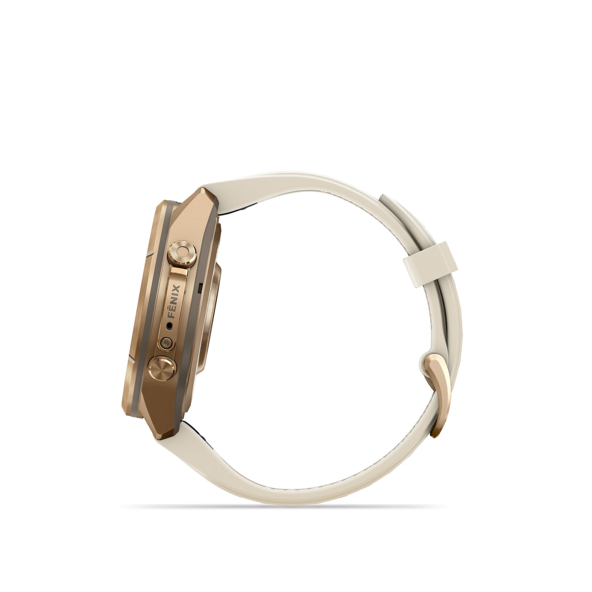 Garmin Fenix 9  Pro - 43 mm -  Autumn Gold Titanium with Cream/French Gray Silicone Band