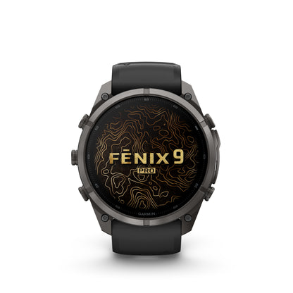Garmin Fenix 9  Pro - 51 mm - Carbon Gray DLC Titanium with Black/Pebble Gray Silicone Band