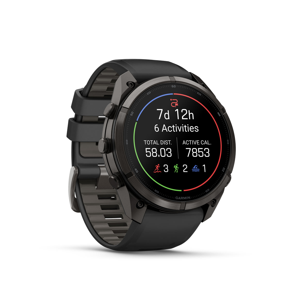 Garmin Fenix 9  Pro - 51 mm - Carbon Gray DLC Titanium with Black/Pebble Gray Silicone Band