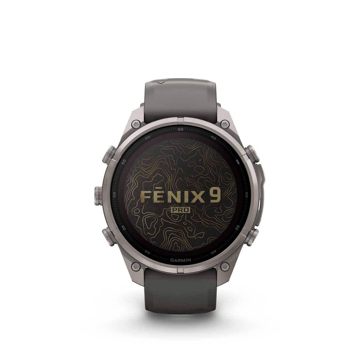 Garmin Fenix 9  Pro – Solar, 47 mm - Titanium with Pebble Gray/Silver Gray Silicone Band