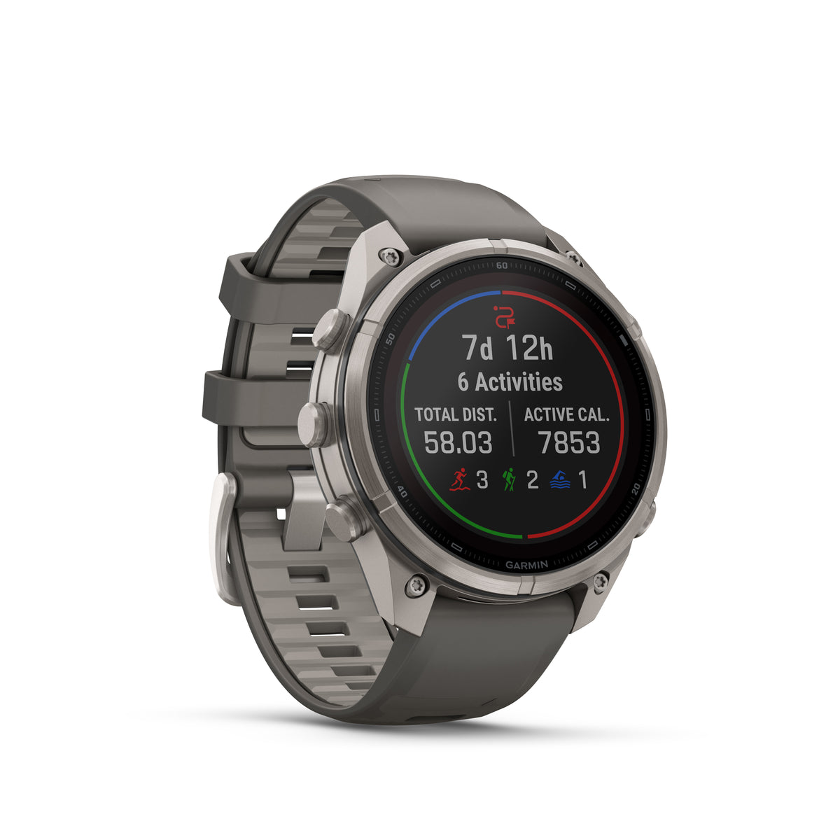 Garmin Fenix 9  Pro – Solar, 47 mm - Titanium with Pebble Gray/Silver Gray Silicone Band