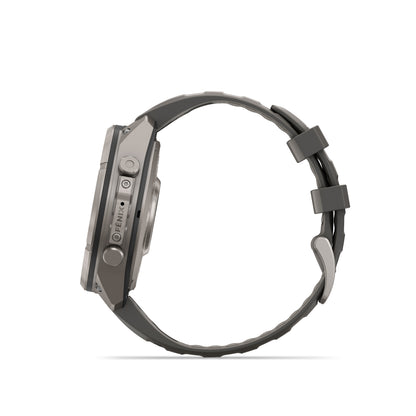 Garmin Fenix 9  Pro – Solar, 47 mm - Titanium with Pebble Gray/Silver Gray Silicone Band