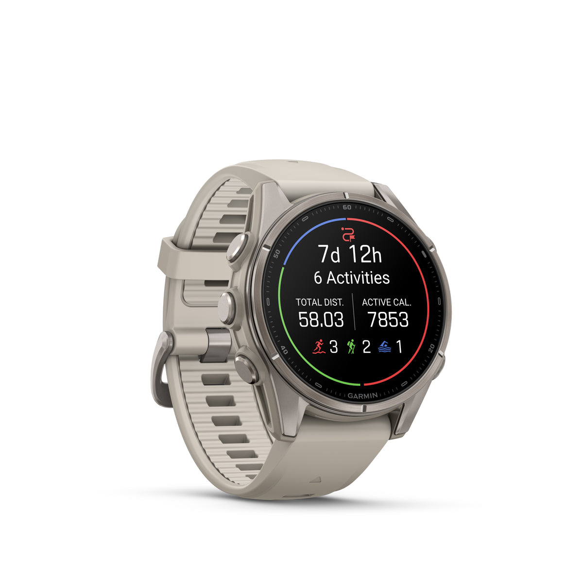 Garmin Fenix 9 - 43mm - Titanium with Fog Gray Silicone Band