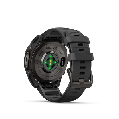 Garmin Fenix 9 -  51 mm -  Carbon Gray DLC Titanium with Black Silicone Band