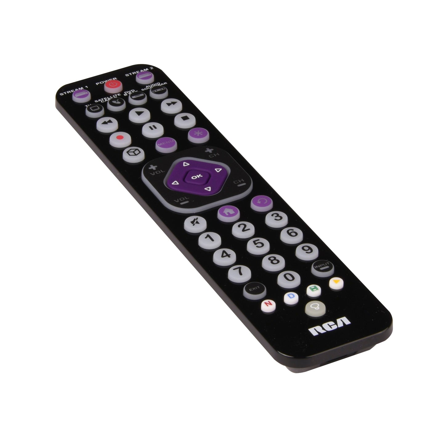 RCA 6-Device Rechargeable Ultra-Thin Streaming Universal Remote Control - Black