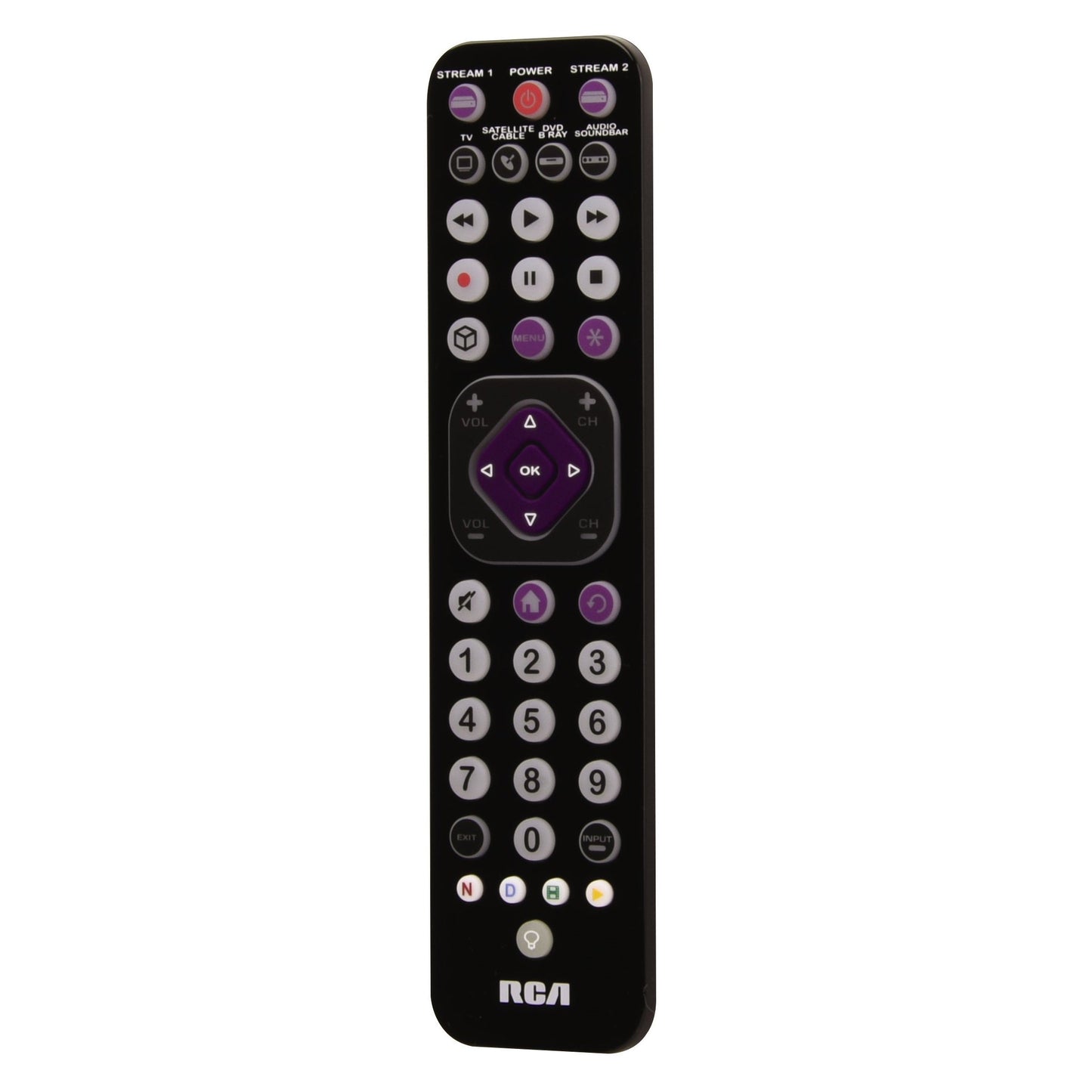 RCA 6-Device Rechargeable Ultra-Thin Streaming Universal Remote Control - Black