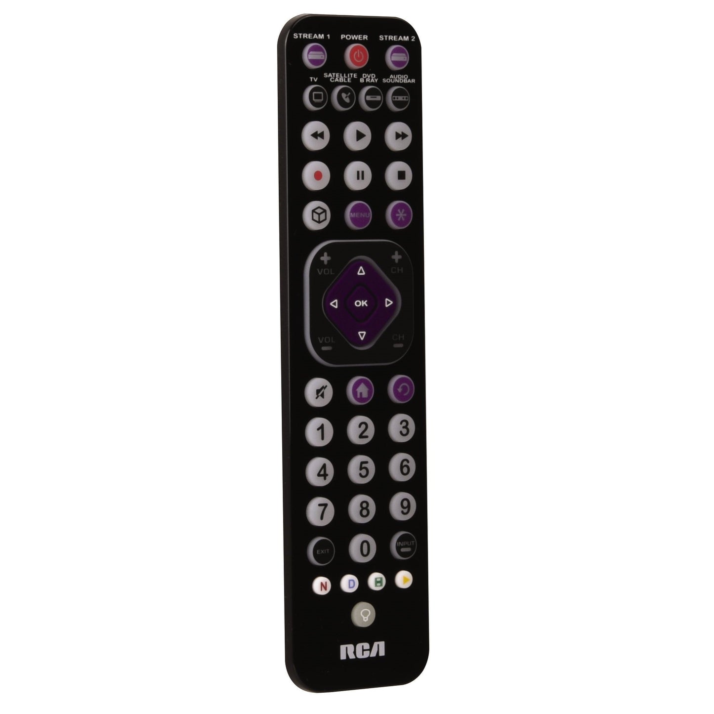 RCA 6-Device Rechargeable Ultra-Thin Streaming Universal Remote Control - Black