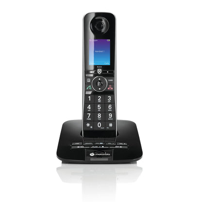 Motorola D87 Series Bluetooth Cordless Telephone - Single - Black