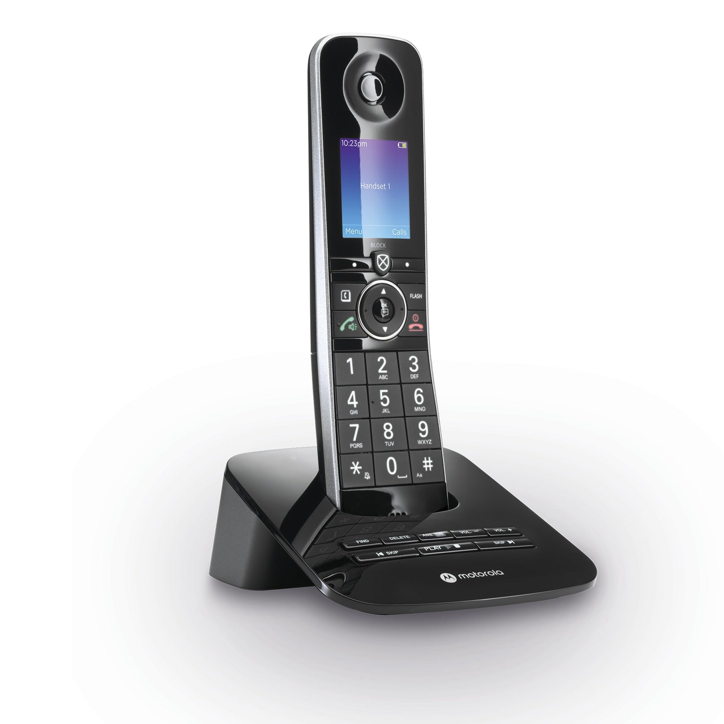 Motorola D87 Series Bluetooth Cordless Telephone - Single - Black