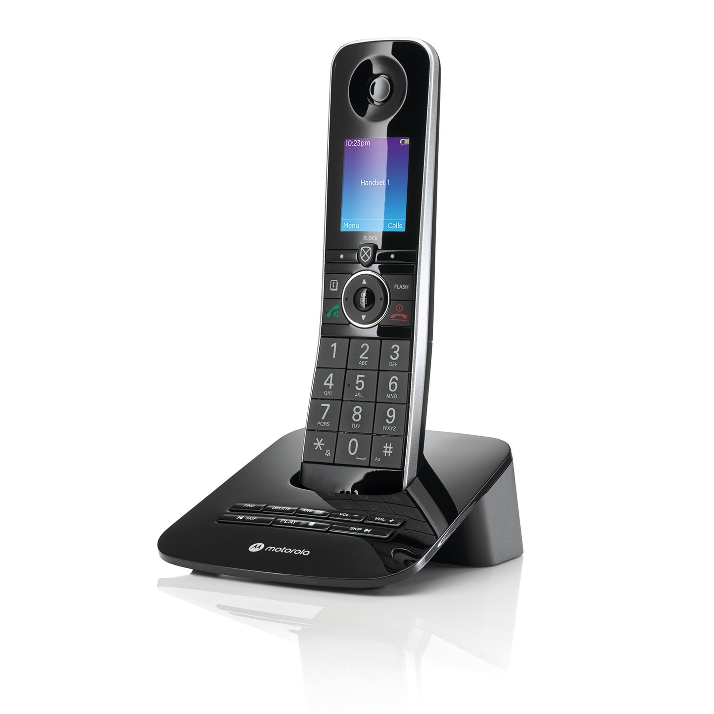 Motorola D87 Series Bluetooth Cordless Telephone - Twin Pack - Black