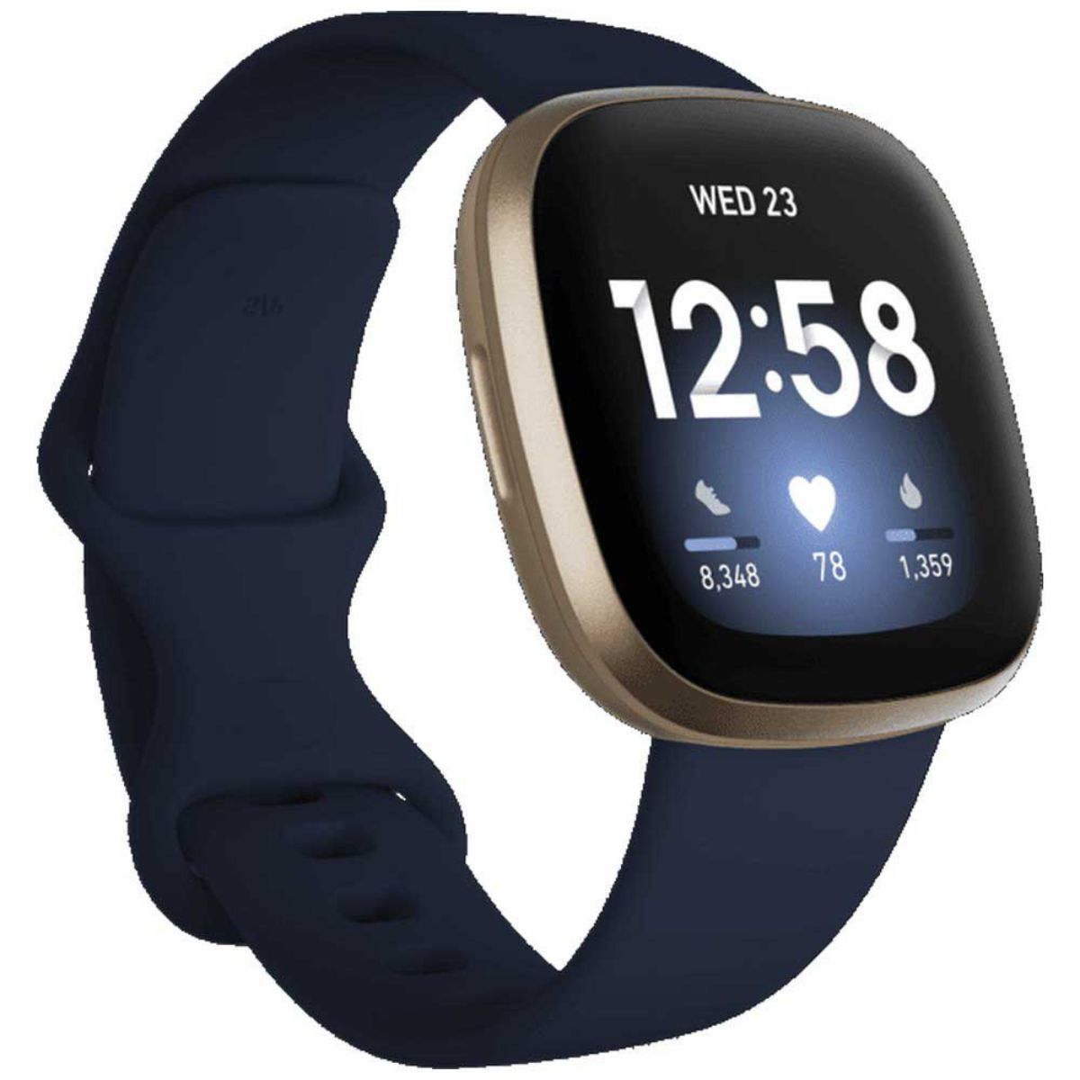 Fitbit Versa 3 Soft Gold Aluminum with Midnight Blue Band