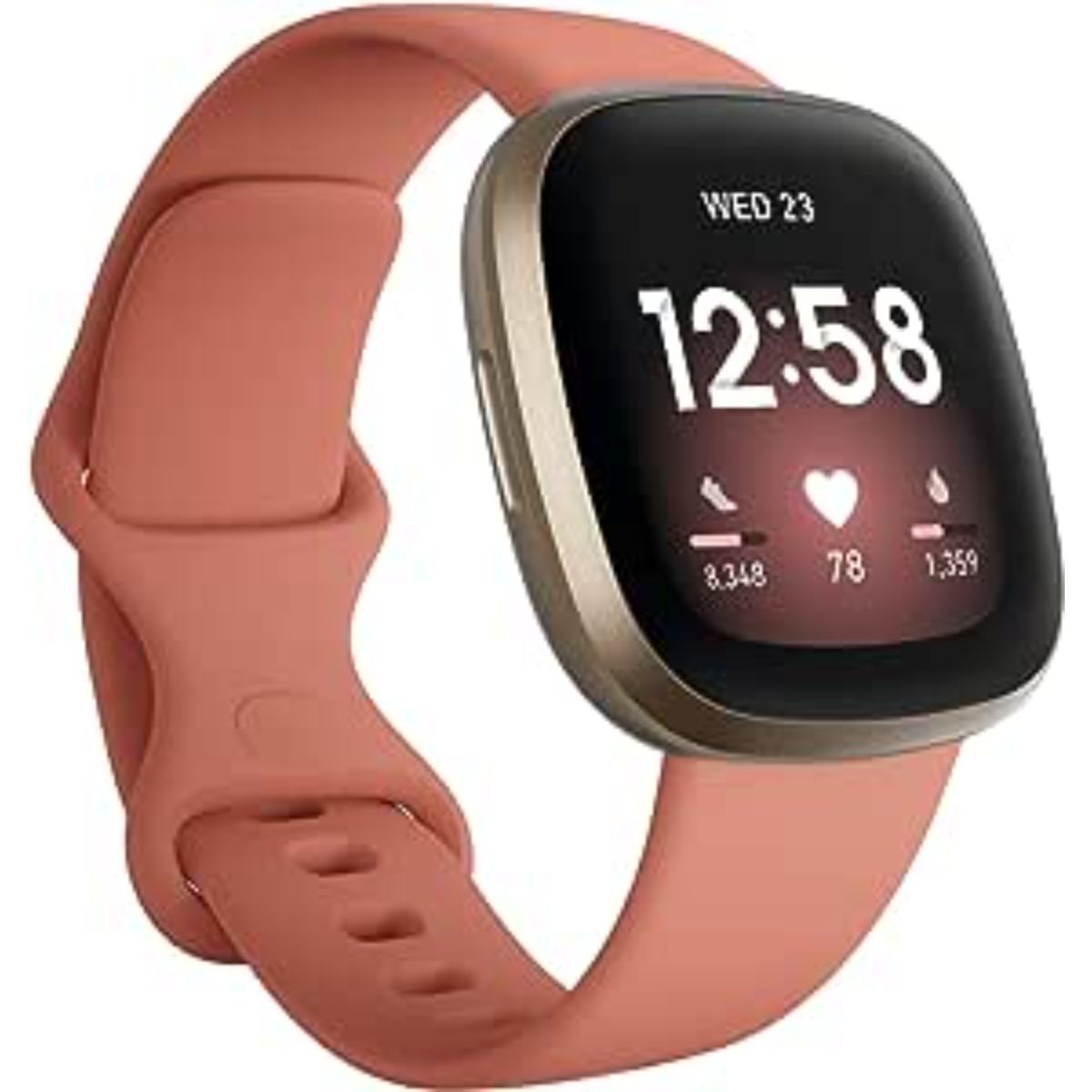 Fitbit Versa 3 Soft Gold Aluminum with Pink Clay Band