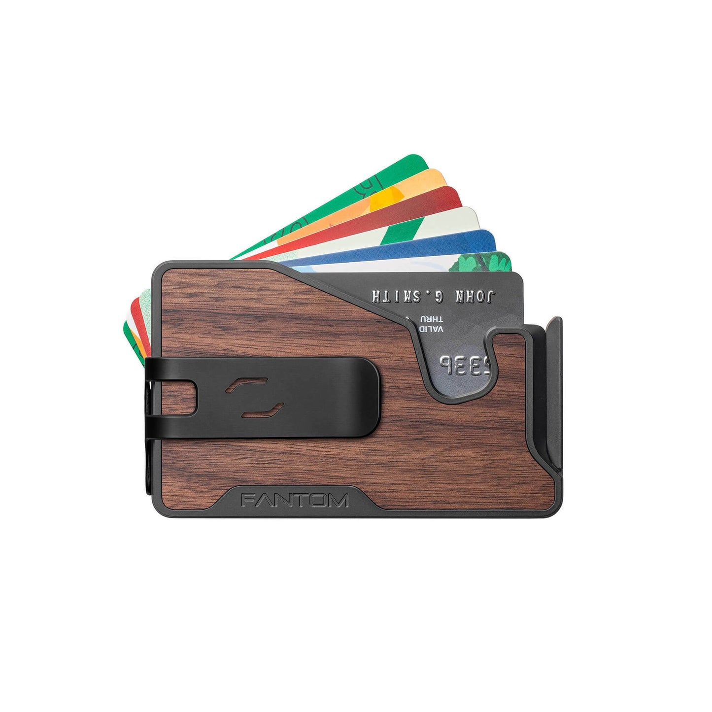 Fantom M Wallet Extra Slim Walnut Bundle (Wallet, Black Money Clip, MagSafe Sticker) - Walnut