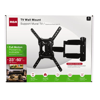 RCA Full Motion TV Wall Mount 23-in to 60-in - Black