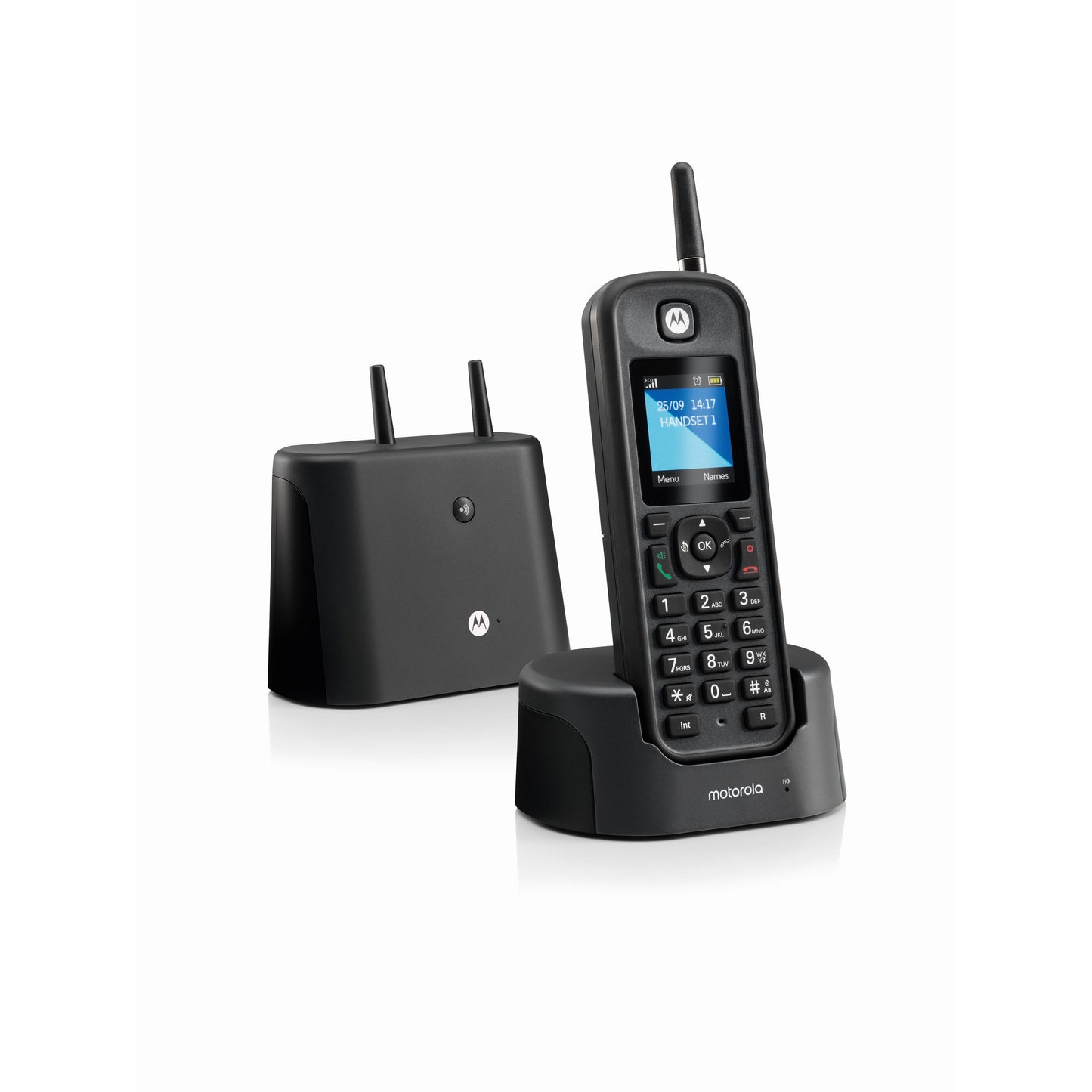 Motorola O2 Series Outdoor Cordless Telephone with Answering Machine - Single - Black