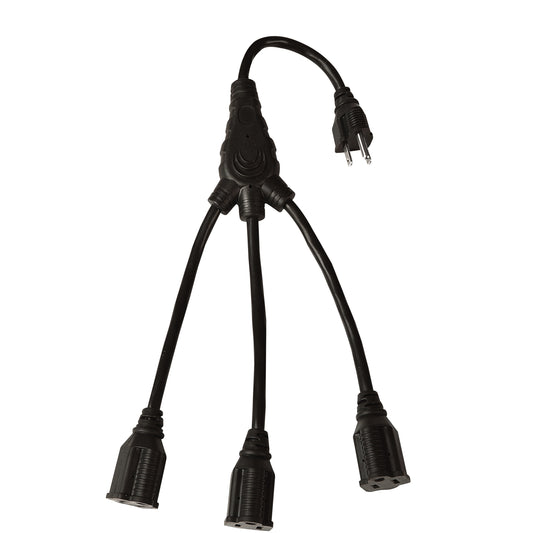 RCA 3-Outlet Indoor Power Cord Splitter - Black